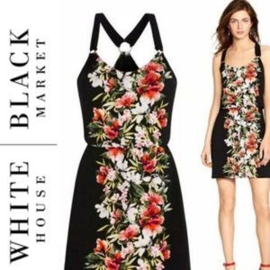 White House Black Market Tropical Floral Dress SZ XS sleeveless racerback